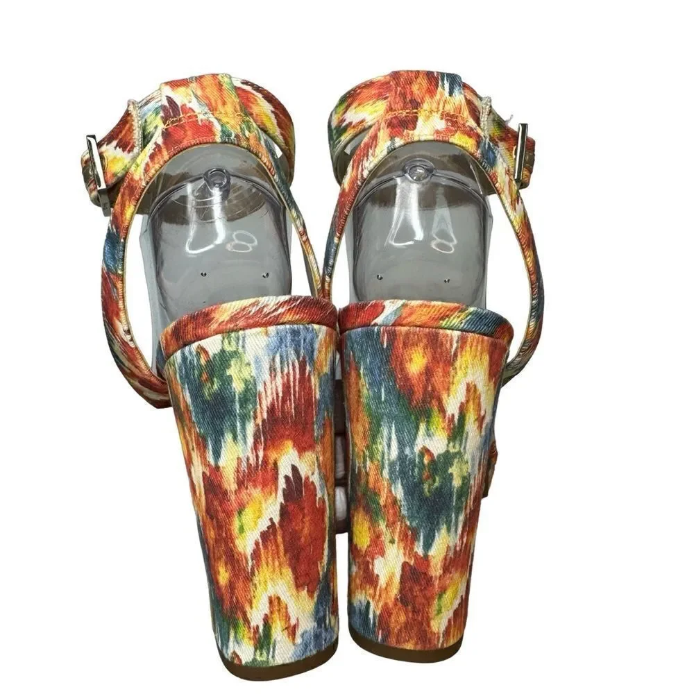 Circus Sam Edelman Multi Colored Annette Heeled Sandal Sz 9 - Picture 14 of 17